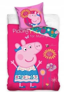 Pepa Pig - Postelená Prasa Peppa 140x200cm Pepa ošípané kvety