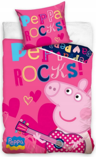 Pepa Pig - Postelená Prasa PEPPA 160X200CM ROCK GUITAR SET