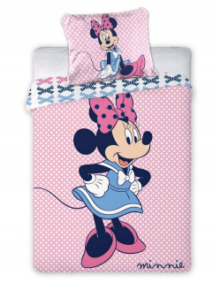 Minnie Mouse - Linová bavlna 100x135 + 40x60 myš Minnie Gros
