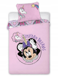 Minnie Mouse - Bavlnené posteľná bielizeň 140x200 + 1p70x90 Minnie Unicorn