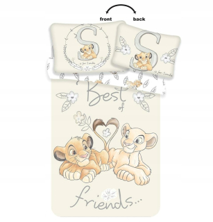 Bavlnené posteľné obliečky 100 × 135 Lev kráľ Simba Nala priatelia Lion King best friends kvety