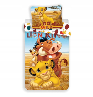 Bavlnené obliečky 140 × 200 Lev 9436 Simba Pumba Timon Lion King obliečka na vankúš 70 × 90