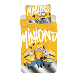 Bavlnené obliečky 140 × 200 Minionky Minions žlté pruhy 5468 obliečka na vankúš 70 × 90