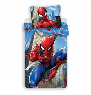 Bavlnené obliečky 140 × 200 Spiderman 9498 Spiderman mrakodrap povlak na vankúš 70 × 90