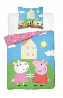 Pepa Pig - Bavlna Linen 140 × 200 Prasa PEPPA 8836 Chata