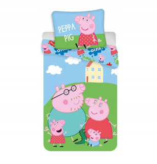 Bavlnené obliečky 140 × 200 Prasiatko Peppa Pig 4567 rodinný dom obrus 70 × 90