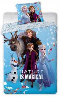 Elsa Frozen - Bavlnené bielizeň 140x200cm mrazené krajiny ľadu