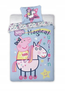 Pepa Pig - Bavlnené posteľná bielizeň 160x200 + 70x80 Peppa Swinka