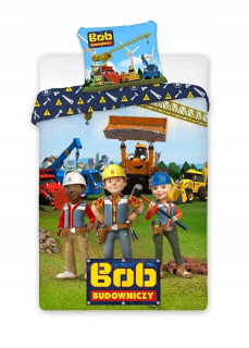 Staviteľ Bob - Bavlnené posteľná bielizeň 160x200 Bob Žltý Builder