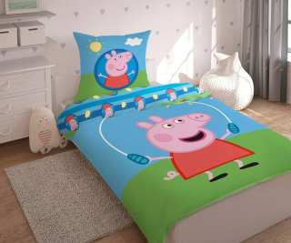 Pepa Pig - Bavlnené posteľná bielizeň 160 × 200 Prasa PEPPA 8805