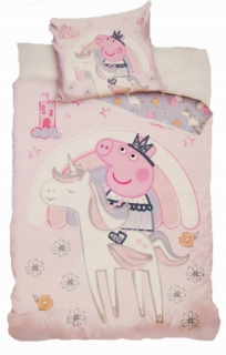 Pepa Pig - Detská posteľná bielizeň 160x200 Prasa Peppa Unicorn