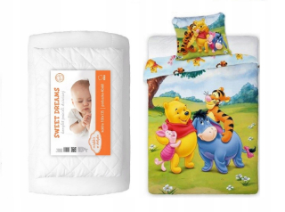 Medvedík Pú - Posteľná postieľka 100x135 winnie + deka a vankúš
