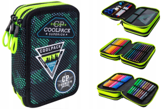 Peračník - Trojitá ceruzka Case Coolpack Jumper 3 Zelené odznaky