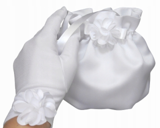 prijímacie vrecko. Communion set - kabelka a rukavice do alba