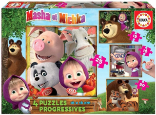 Máša a medveď - Puzzle 12 + 16 + 20 + 25 Masha a medvedí G3