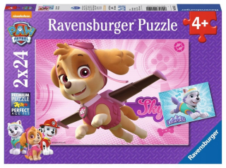 Puzzle 2 × 24 prvky Psi Patrol Skye a Everest