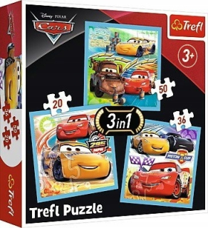 McQueen - 3in1 auto puzzle, príprava na preteky