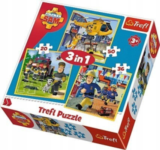 Požiarnik Sam  - Puzzle 3in1 hasič Sam - v akcii