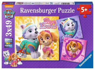 Puzzle 3 × 49 dielov Psi Patrol Everest a Skye