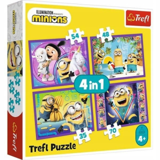 Mimoni  - 4IN1 Puzzle vo svete minionu 63345 TREFL