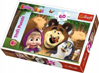 Máša a medveď - Puzzle 60 prvky - Masha a zlé, veselé d