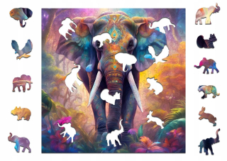 Drevené puzzle 25 x 25 cm SLON 145 dielikov Drevené puzzle
