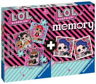 Bábiky LOL - Puzzle Ravensburger LOL SUBPISE 3IN1 + MEMORY