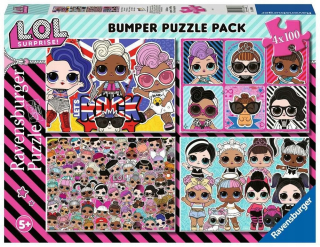 Bábiky LOL - Puzzle ravensburger lol prekvapenie 4x100 prvky