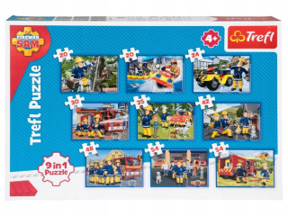 Požiarnik Sam  - Strażak Sam, Trefl Puzzle Puzzle, set 9 v 1 FV