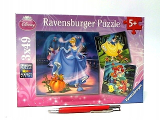 Popoluška - Rav puzzle śnieżka, cinderella, Arielka 3x49 093397