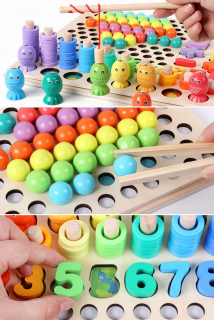 Rybie drevené čísla Sorter Montessori