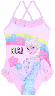 Elsa Frozen - Ružová jednodielna elsa mrazená plavky