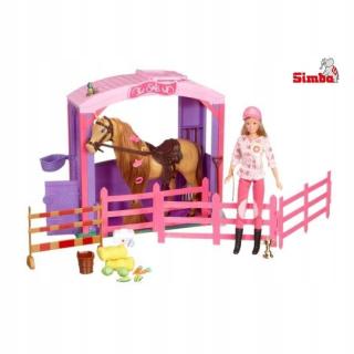 STEFFI bábika - Simba steffi láska bábika s koňom v stajni + akcio