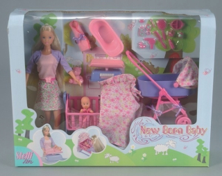 STEFFI bábika - Simba steffi bábika mama s baby trolley + akc