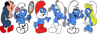 Šmolkovia - Smurfs a gargemel steny samolepky 170 x 60 cm