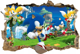 SONIC hračky - Sonic Wall Sticker 3D Hole 70x47 # 81