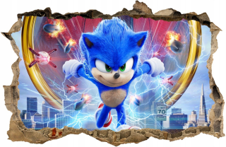 SONIC hračky - Sonic Wall Sticker 3D Hole 80x52 # 42