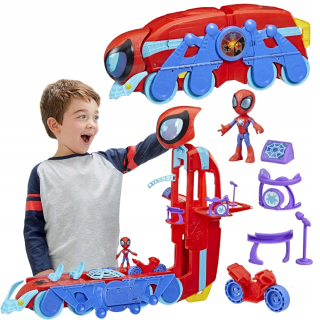 Spidey a super kamaráti vozidlo 2V1 veža 61 cm zvuk svetlo + figúrka + motor