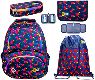 Školský batoh, taška - St.Right Backpack BP7 Rainbow Birds ceruzky Case Sasz Wor