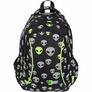 ST.RIGHT BACKPACK pre 1. triedu UFO ALIEN BLACK SVET