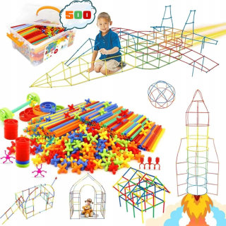 Stavebné slamky, bloky, palice 1200 ks, puzdro, 3D veľká súprava Cre