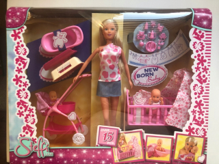 STEFFI bábika - Steffi bábika mama s babych novým narodením + doplnky