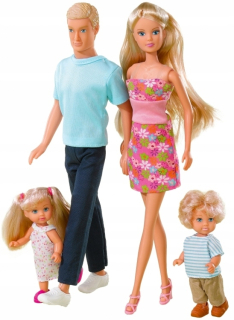 STEFFI bábika - Steffi Doll Rodina v trubici Evi Kevin 105738565