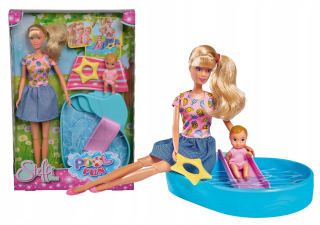 STEFFI bábika - Steffi zábava na bazéne Bobas Doll + Príslušenstvo