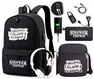 Školský batoh - Stranger Things Eleven School Backpack USB Cencil Case