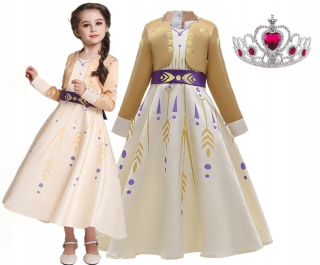 Elsa Frozen - Šaty Outfit Anna Kraina Ice 2 Gold 146/152
