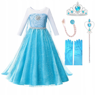 Elsa Frozen - Šaty Outfit Elsa Elza Land of Ice 104 110 3-4 l