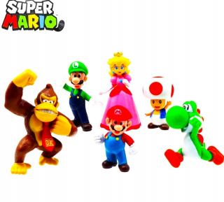 Super mario bros set 6 fógiek darček hračka pre dieťa