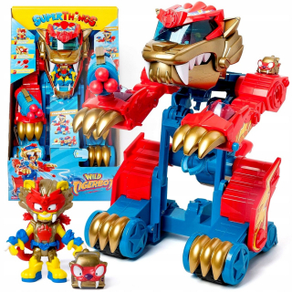 SUPERTHINGS Robot WildTiger TigerBot plus dve figúrky Transformer červená farba