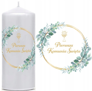SVIEČKA prijímanie na sviečku Dekorácia na stôl SVÄTÉ prijímanie Boho listy 20cm